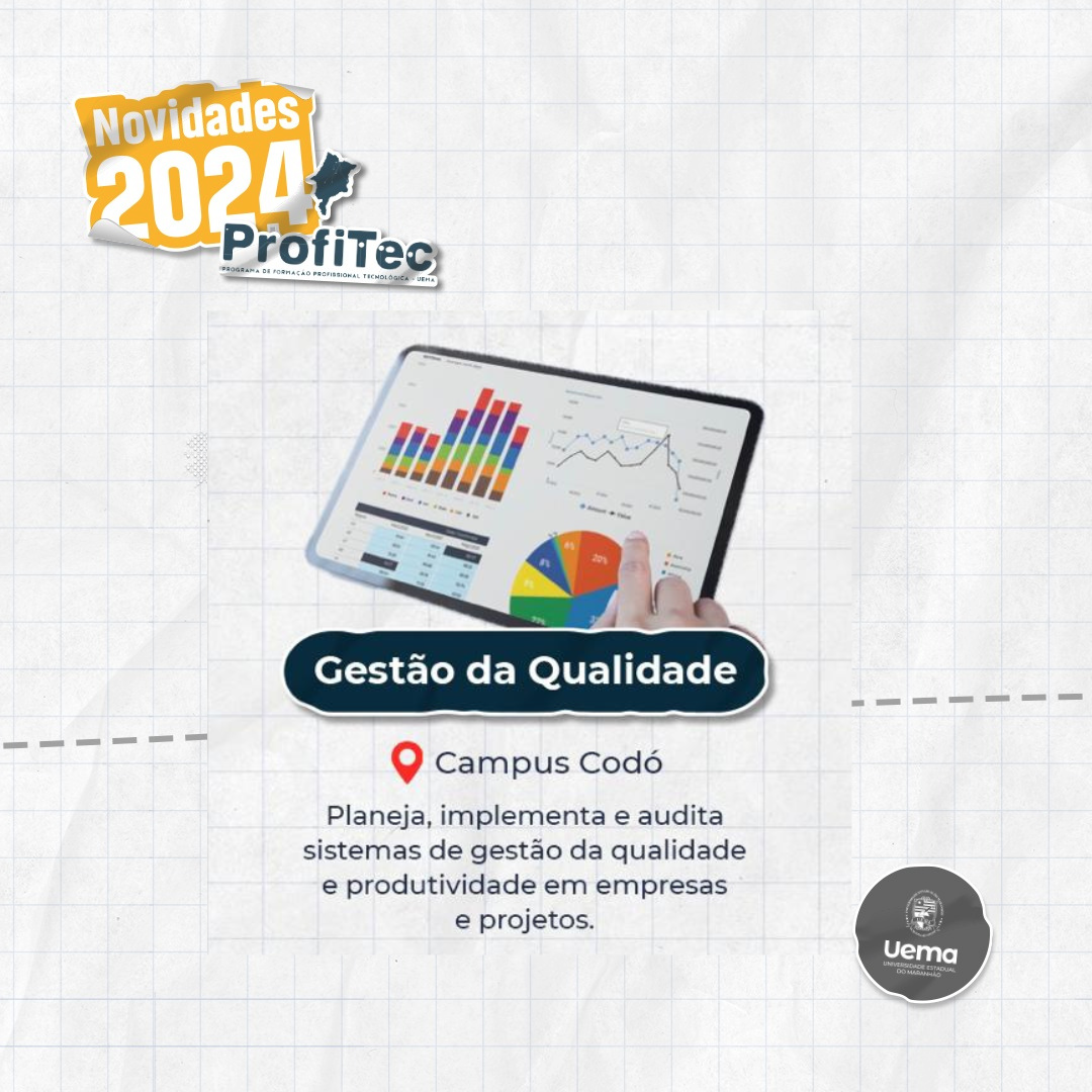 Oportunidade em Codó: 40 vagas ofertadas no vestibular ProfiTec UEMA 2024 para curso tecnólogo em Gestão da Qualidade