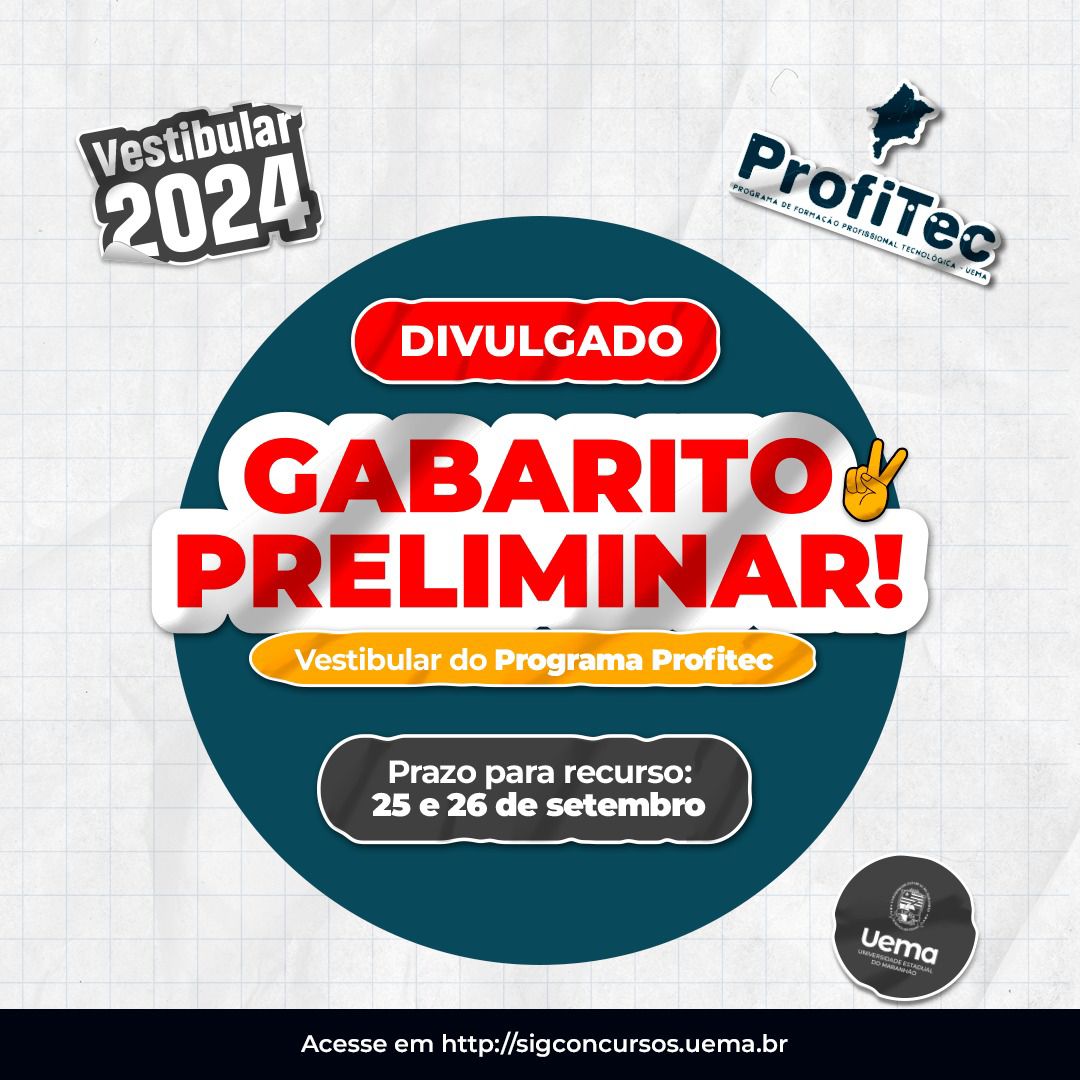 Gabarito Preliminar e Caderno de Prova do Vestibular ProfiTec 2024